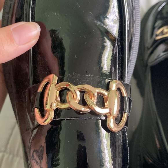 shiny black faux leather loafers - Picture 5 of 6